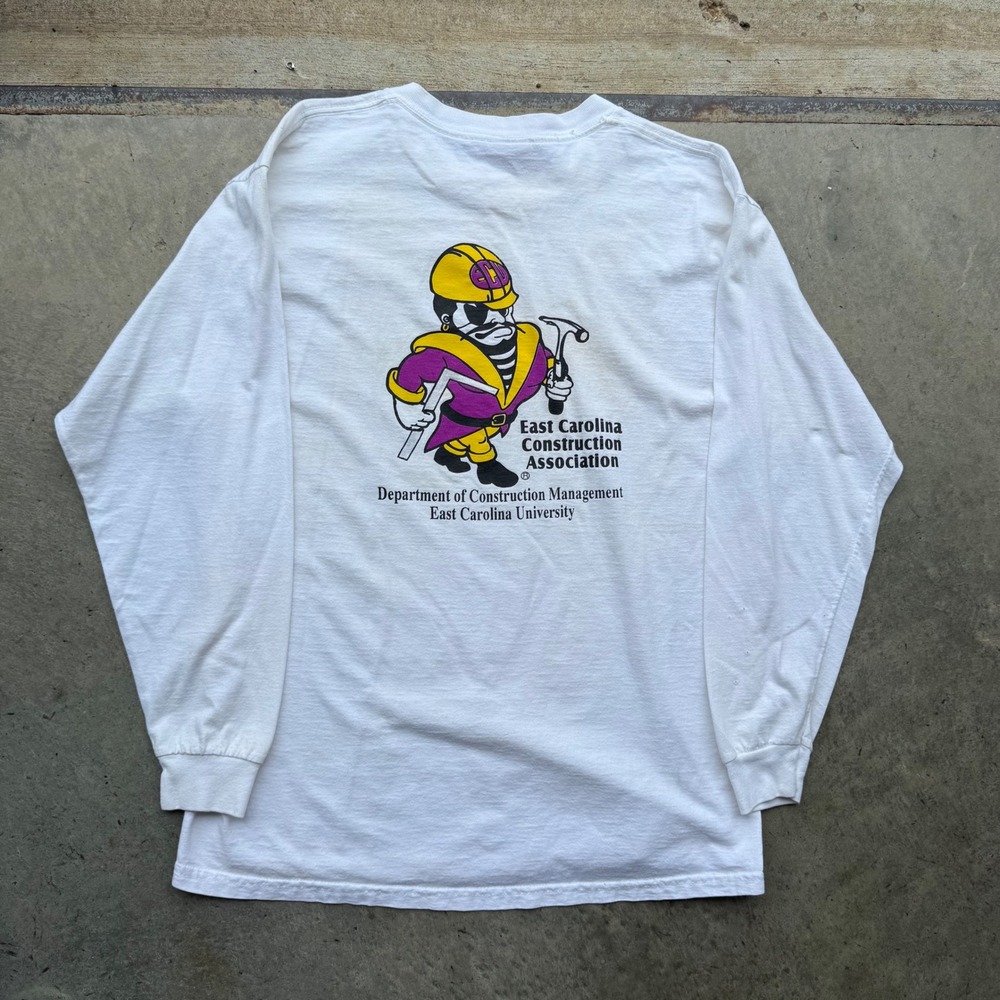 Vintage ECU East Carolina Construction Association Long Sleeve T-Shirt White L